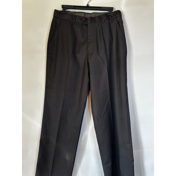 Men’s Black Dress Pants Size 32x30 Expandable Waist Stretch Comfort Flat Front - Picture 1 of 4